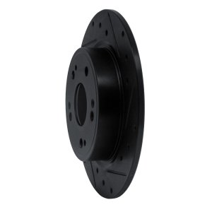 Honda CR-Z Brake Rotor (1) - Rear Right - R1 Concepts - Drilled & Slotted - Black - 2016